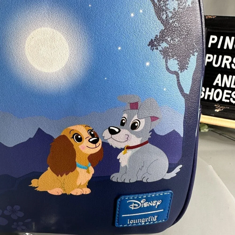 Loungefly Disney Lady Tramp Backpack Purse Moonlight Stroll Dog Bag